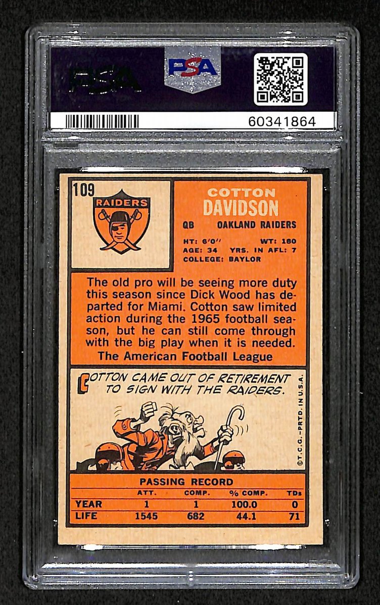 Cotton Davidson Oakland Raiders 1966 Topps #109 PSA 5 BA204969