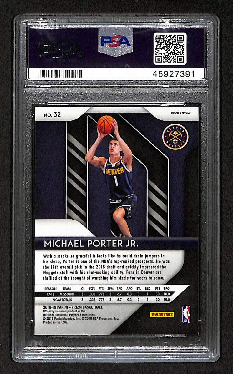 Michael Porter Jr Denver Nuggets RC 2018 Panini Prizm Silver #32 PSA 9 BA204981