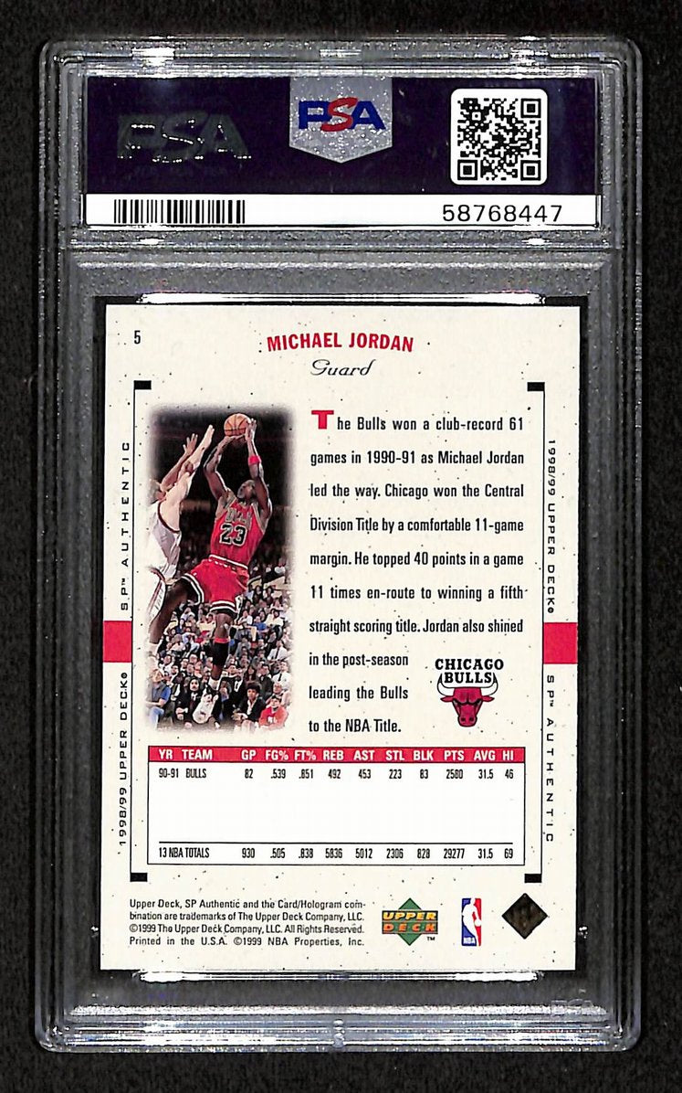 Michael Jordan Chicago Bulls HOF 1998 SP Authentic #5 PSA 9 BA204997
