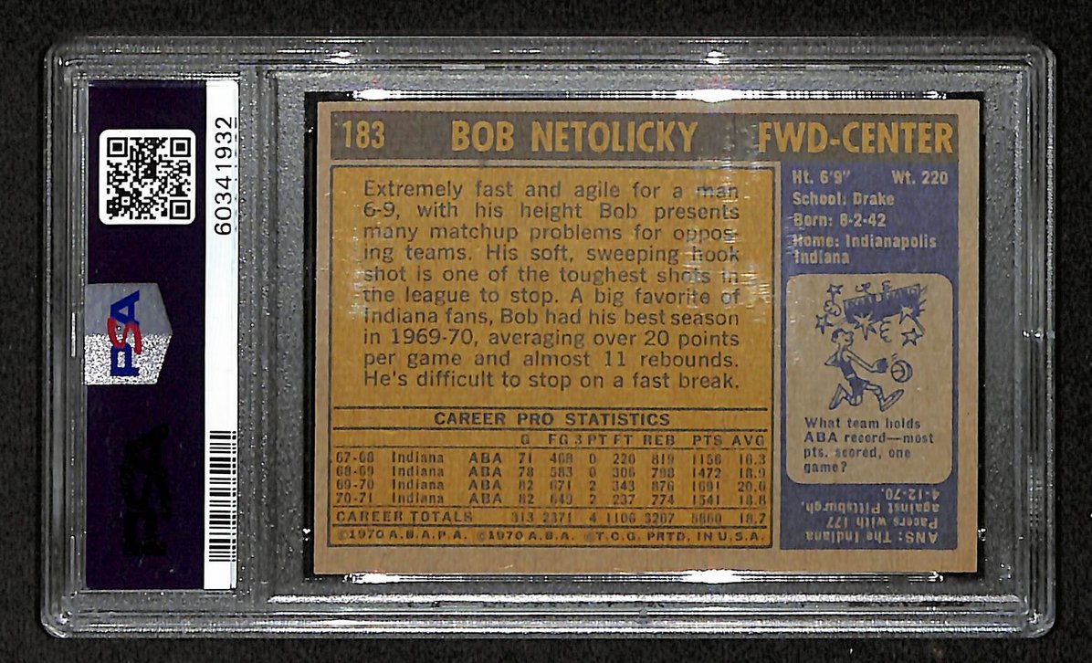 Bob Netolicky 1971 Topps #183 Pacers PSA 6 207552
