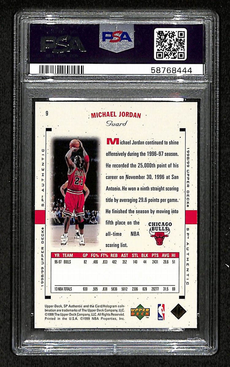 Michael Jordan 1998 SP Authentic #9 Bulls HOF PSA 9 207558
