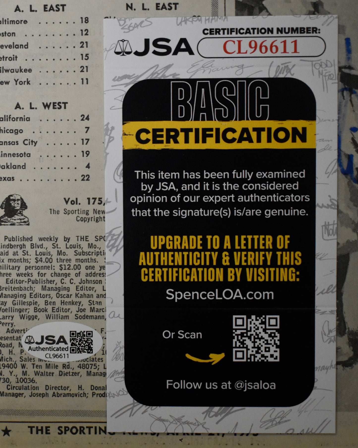 Phil Esposito HOF Signed 4/21/73 The Sporting News Cover Only Bruins JSA 207961