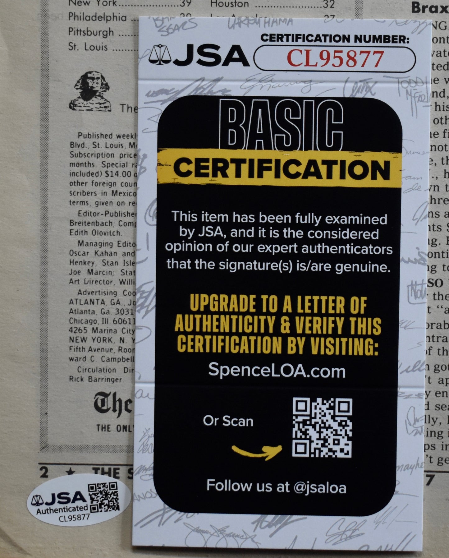 David Thompson HOF Signed/Auto January 8, 1977 The Sporting News JSA 205252