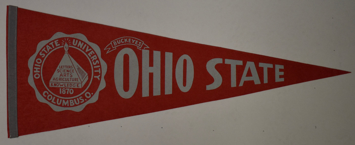 Vintage 1960's Ohio State University Buckeyes 12x29 Felt Pennant 208630