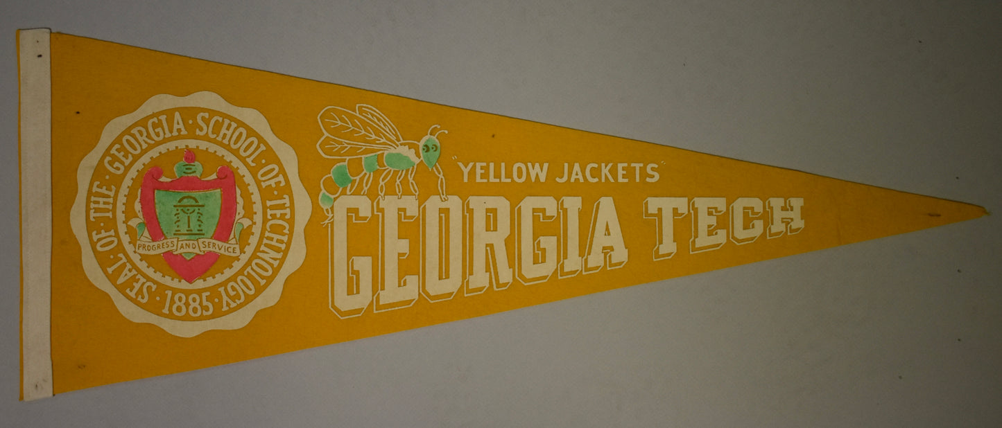Vintage 1960's-70's Georgia Tech Yellow Jackets 12x30 Felt Pennant 208643