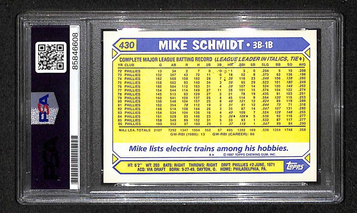 Mike Schmidt 1987 Topps Tiffany Card # 430 Phillies HOF Signed PSA/DNA 209389