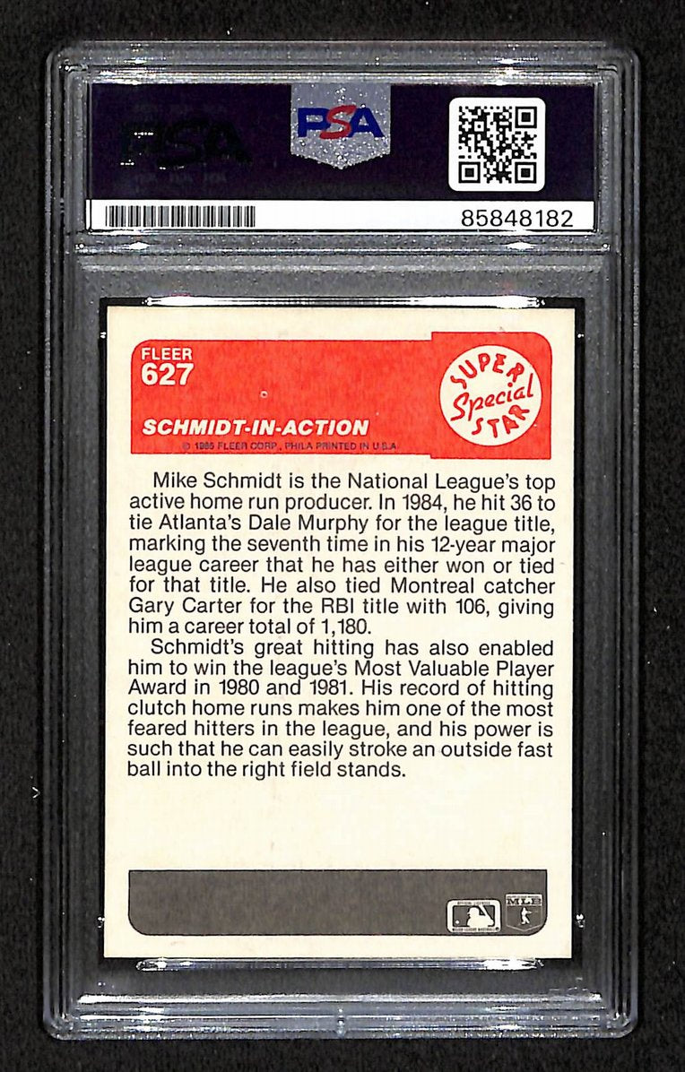 Mike Schmidt 1985 Fleer Card #627 Phillies HOF Signed PSA/DNA Auto GEM 10 209357