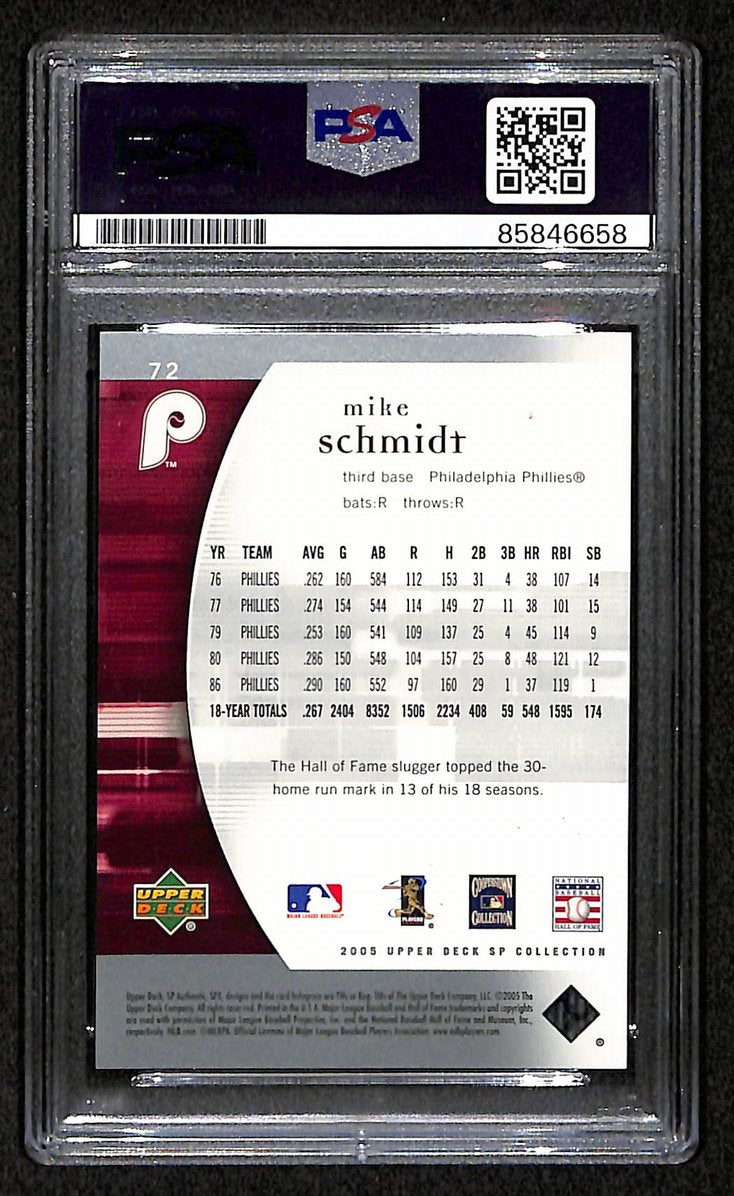 Mike Schmidt 2005 Upper Deck SP Card #72 Phillies HOF Signed PSA/DNA 209378