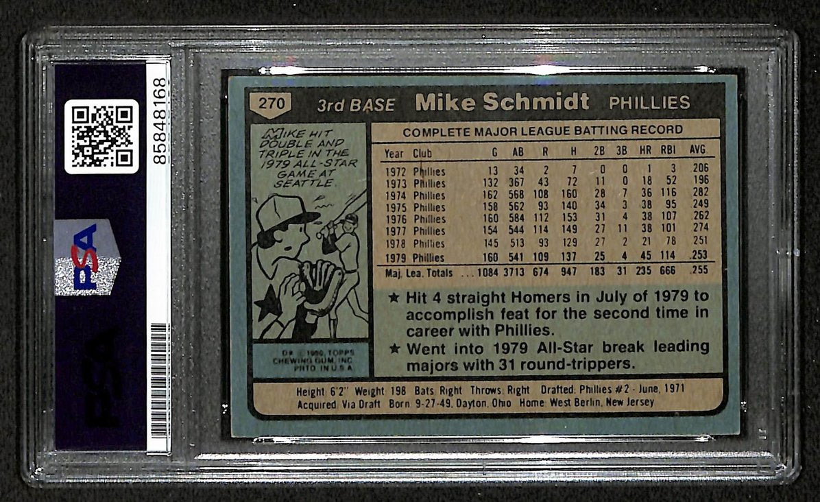 Mike Schmidt 1980 Topps Card #270 Phillies HOF Signed PSA/DNA Auto GEM 10 208772