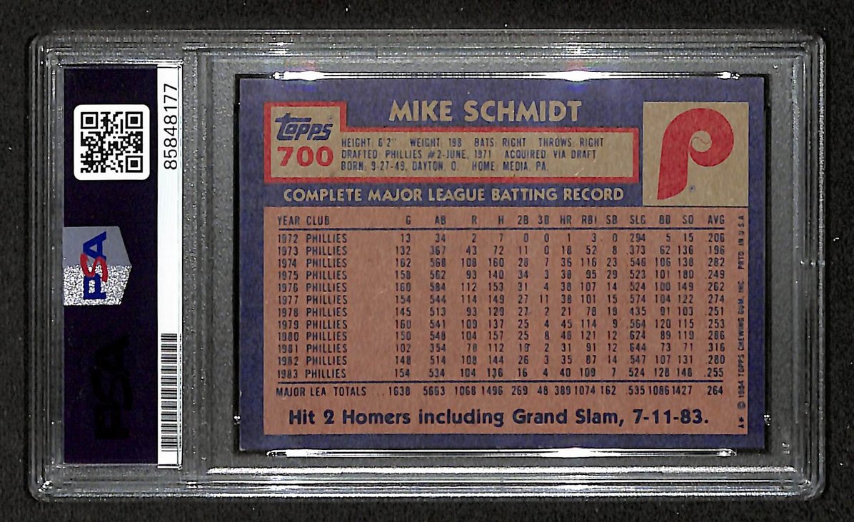 Mike Schmidt 1984 Topps Card #700 Phillies HOF Signed PSA/DNA Auto GEM 10 208779