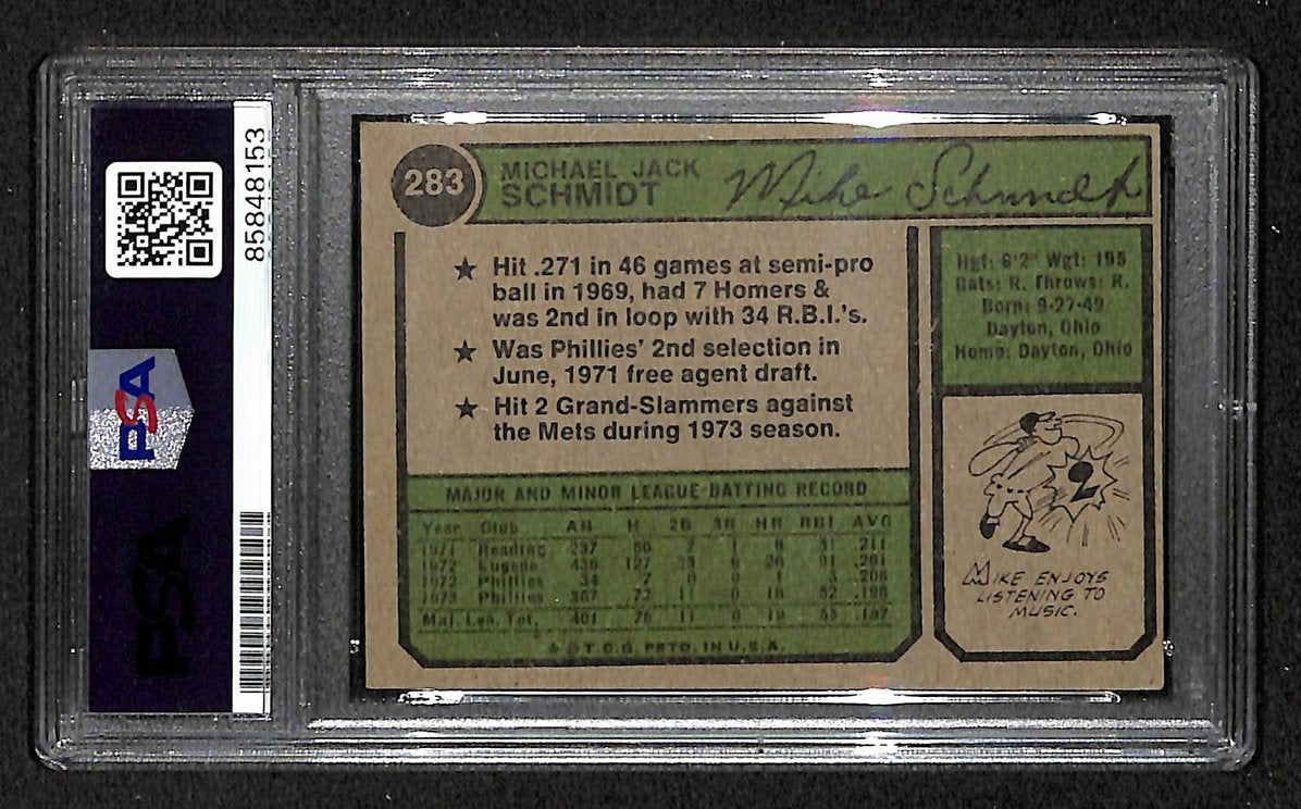 Mike Schmidt 1974 Topps Card #283 Phillies HOF Signed/Autographed PSA/DNA 208788