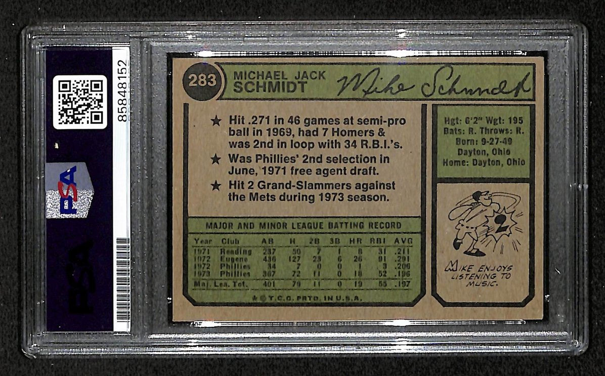 Mike Schmidt 1974 Topps Card #283 Phillies HOF Signed/Autographed PSA/DNA 208789