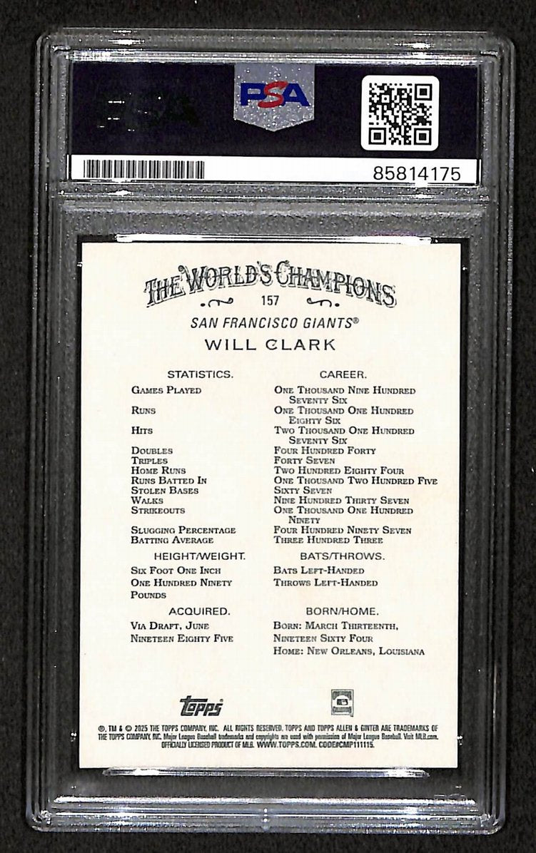 Will Clark 2025 Topps Allen & Ginter Card #157 Signed PSA/DNA Giants BA209429