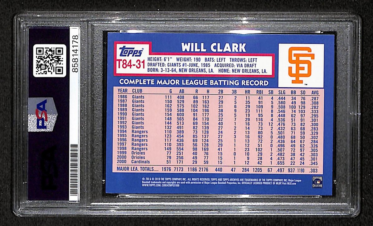 Will Clark 2019 Topps Card #T84-31 Signed/Autographed PSA/DNA Giants BA209430