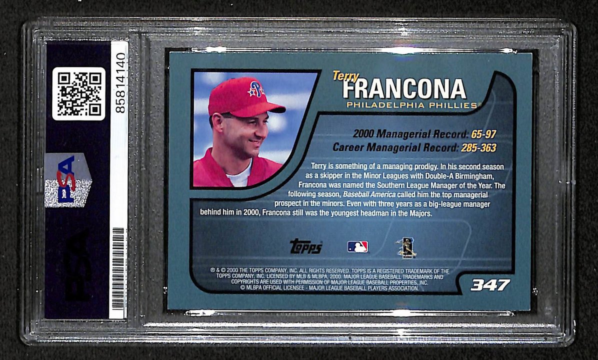 Terry Francona 2000 Topps Card #347 Signed/Autographed PSA/DNA Phillies BA209444