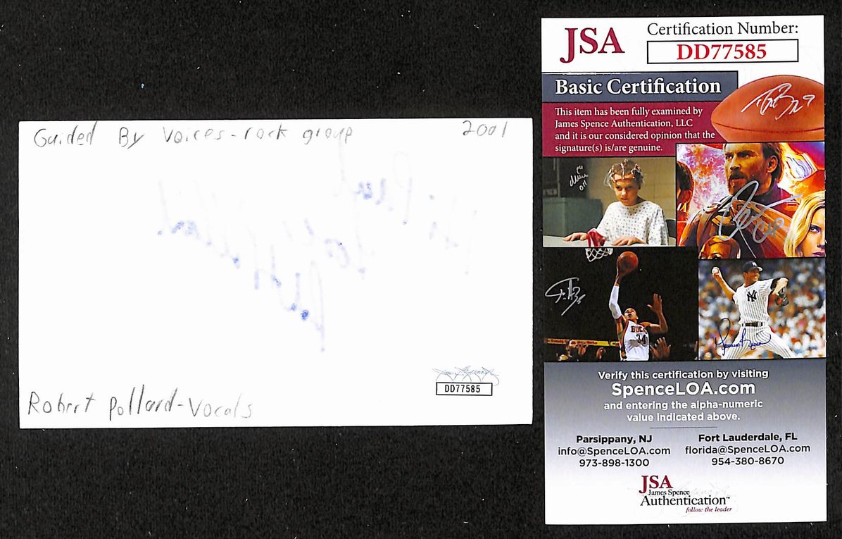 Robert Pollard Autographed/Signed 3x5 Index Card Musician JSA BA209534