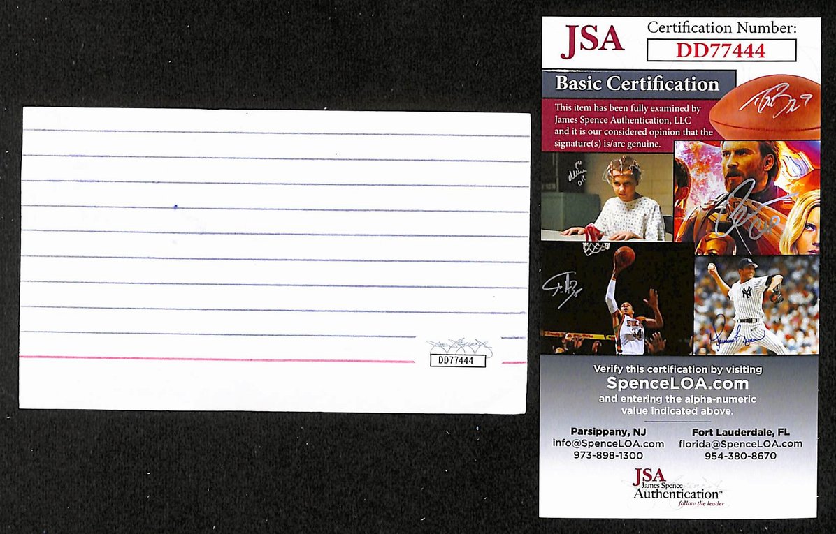 Paul Pierce HOF Autographed/Signed 3x5 Index Card Celtics JSA BA209577