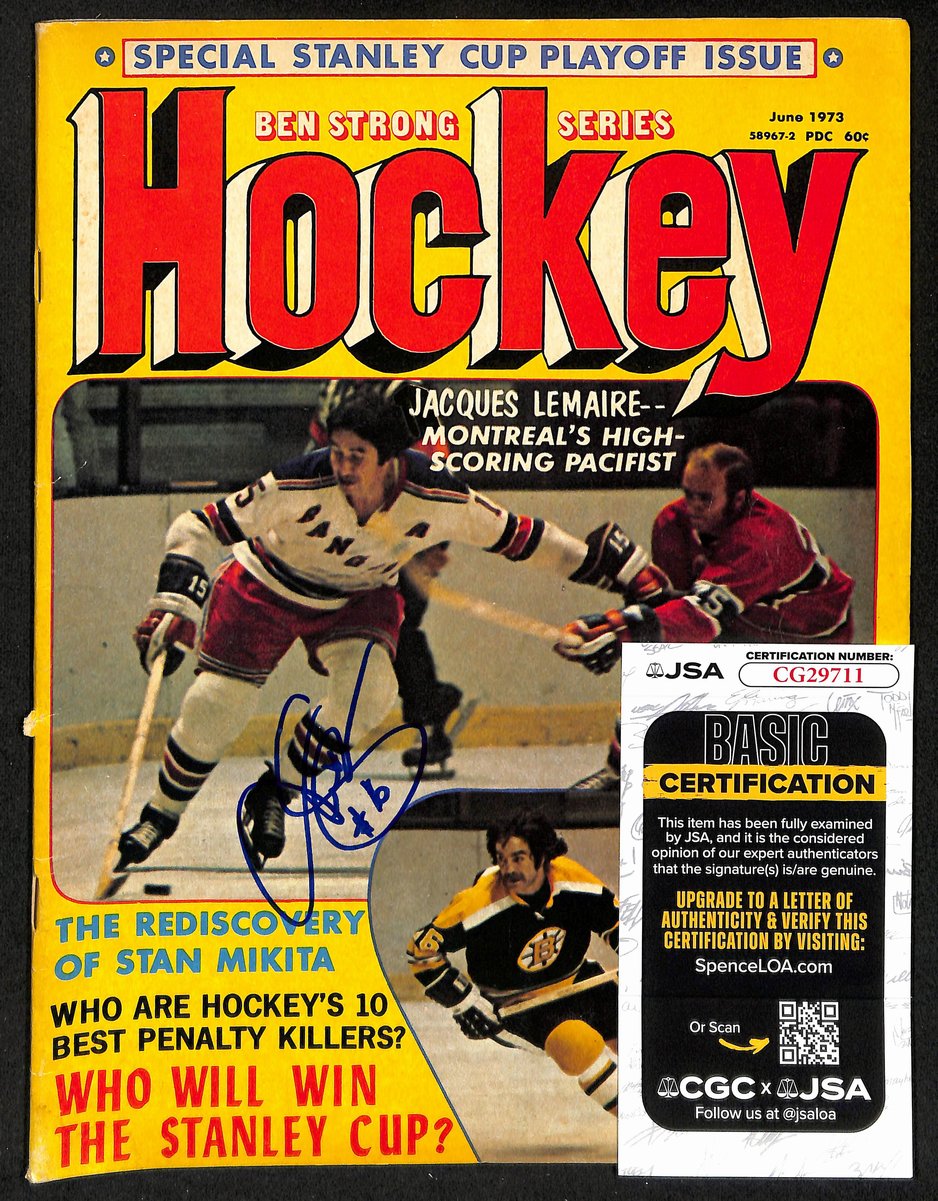 Jacques Lemaire Signed/Autographed 1973 Hockey Magazine Rangers JSA 198035