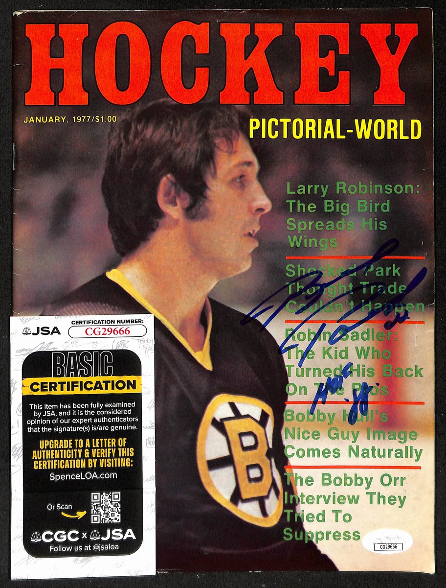 Brad Park HOF Signed 1977 Hockey Pictorial-World Magazine Bruins JSA BA198080