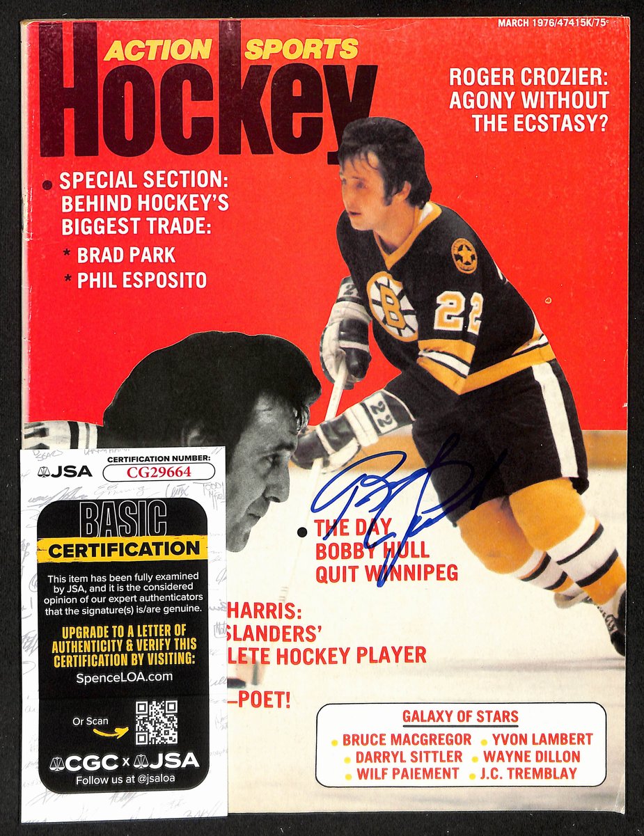 Brad Park HOF Signed 1976 Action Sports Hockey Magazine Bruins JSA BA198082