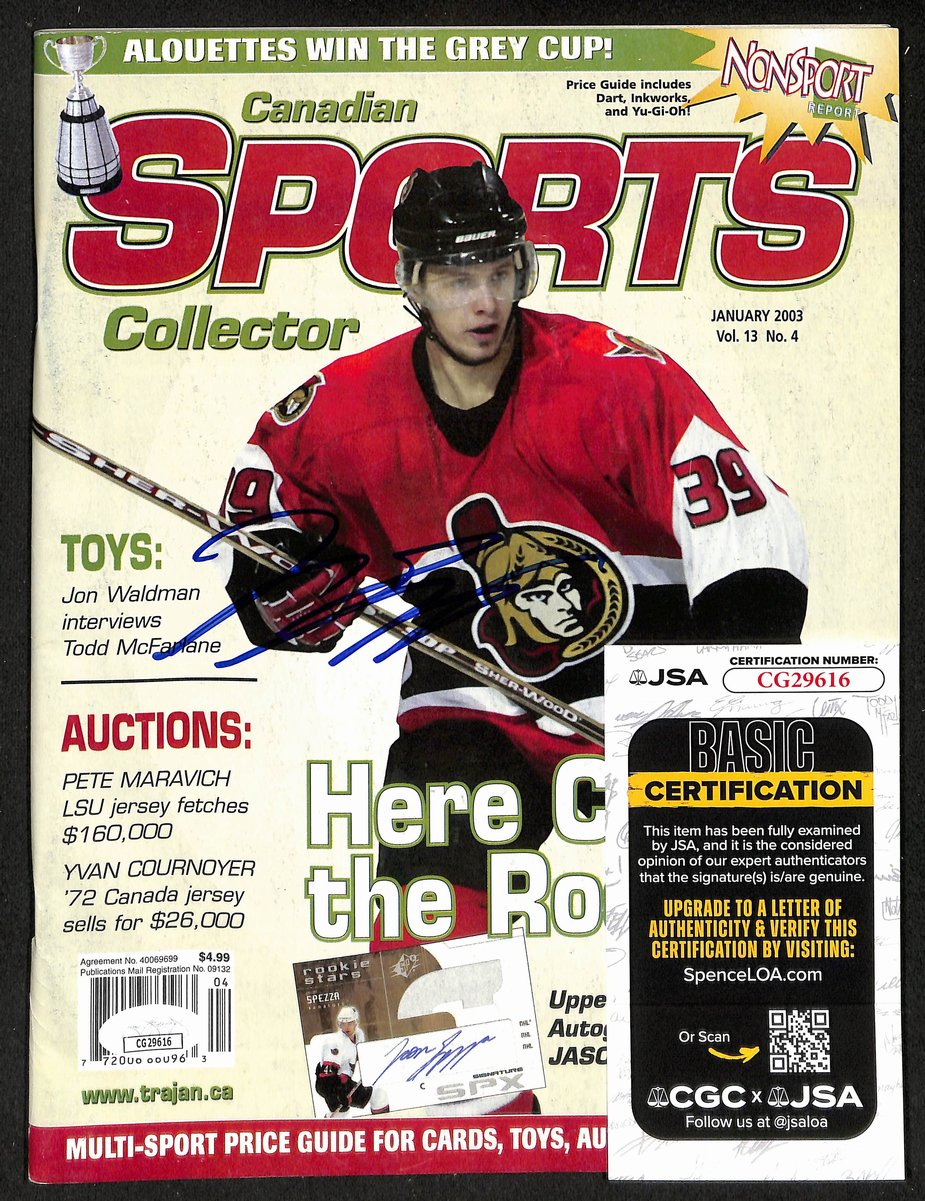 Jason Spezza Signed 2003 Canadian Sports Collector Senators JSA 198436