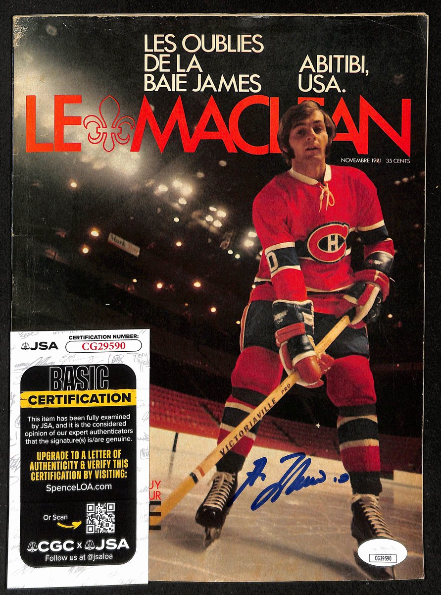 Guy LaFleur HOF Signed/Autographed 1971 Maclean Magazine Canadiens JSA 198461
