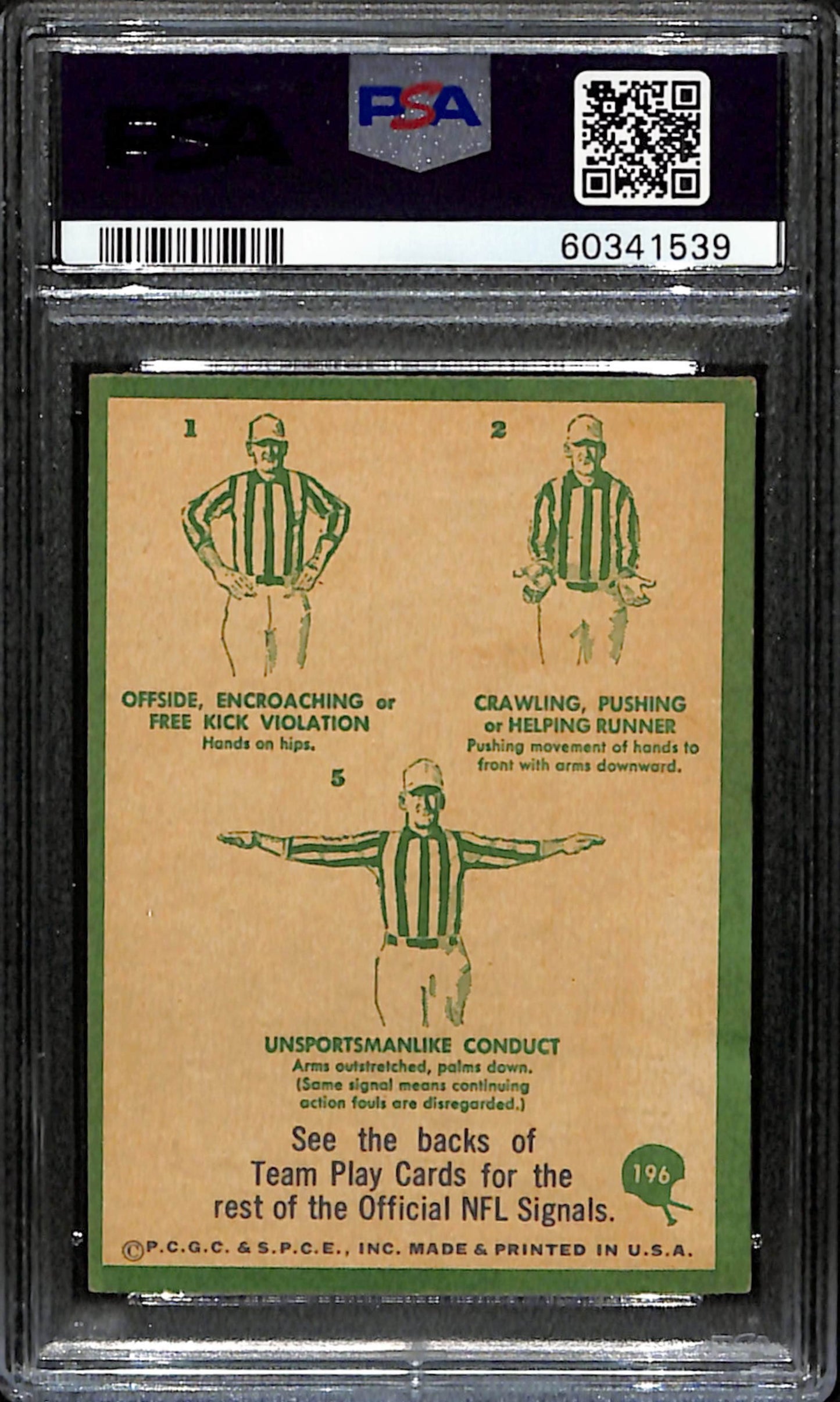 Referee Signals 1966 Philadelphia Card #196 PSA 4 BA209126