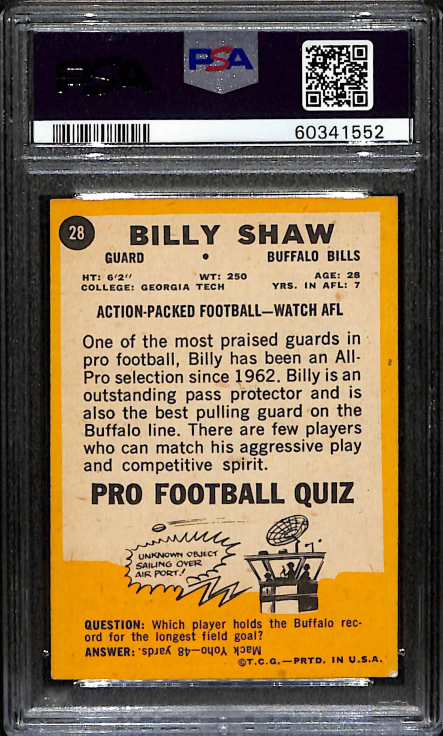 Billy Shaw HOF 1967 Topps Card #28 Bills PSA 5 BA209131