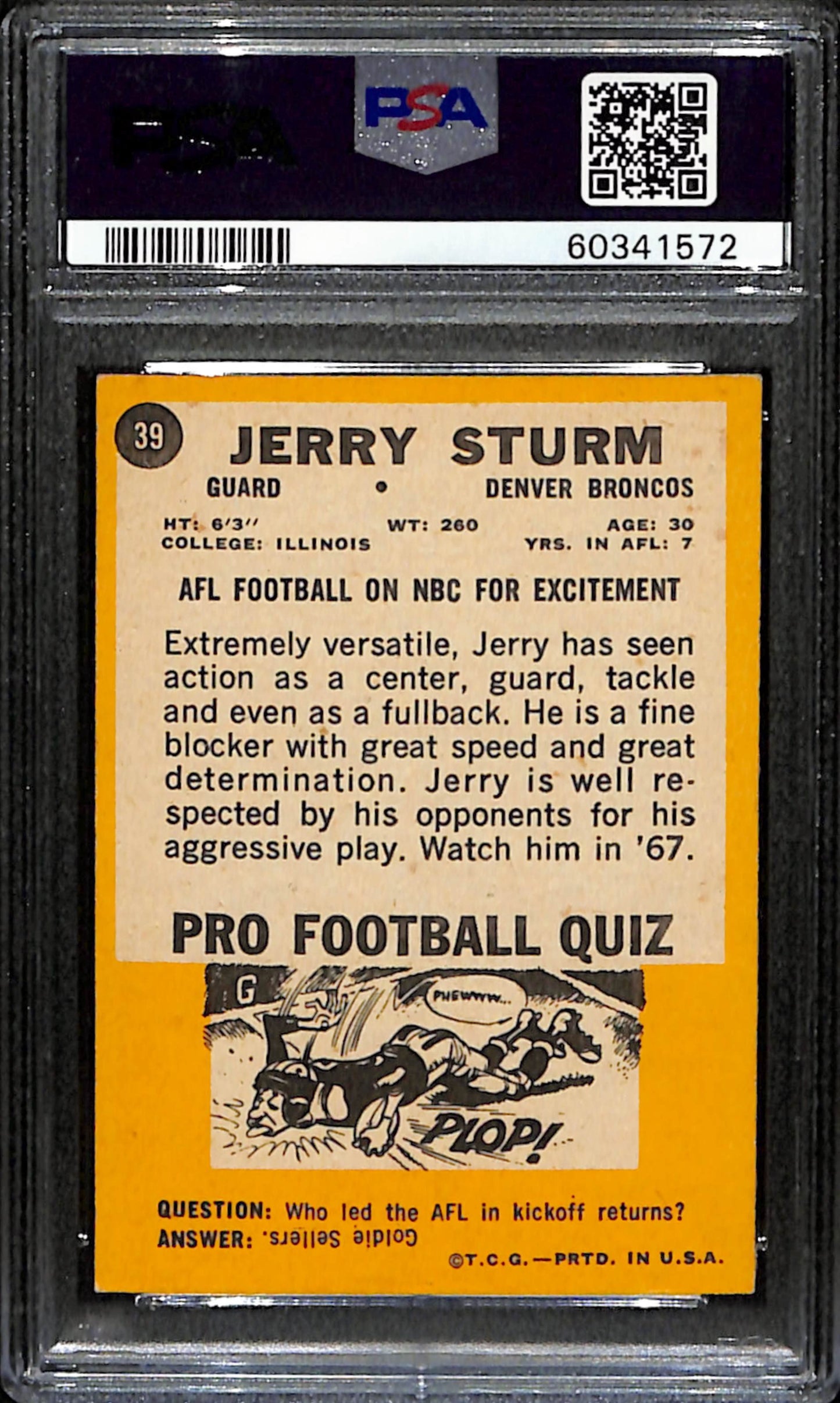 Jerry Sturm 1967 Topps Card #39 Broncos PSA 6 BA209137