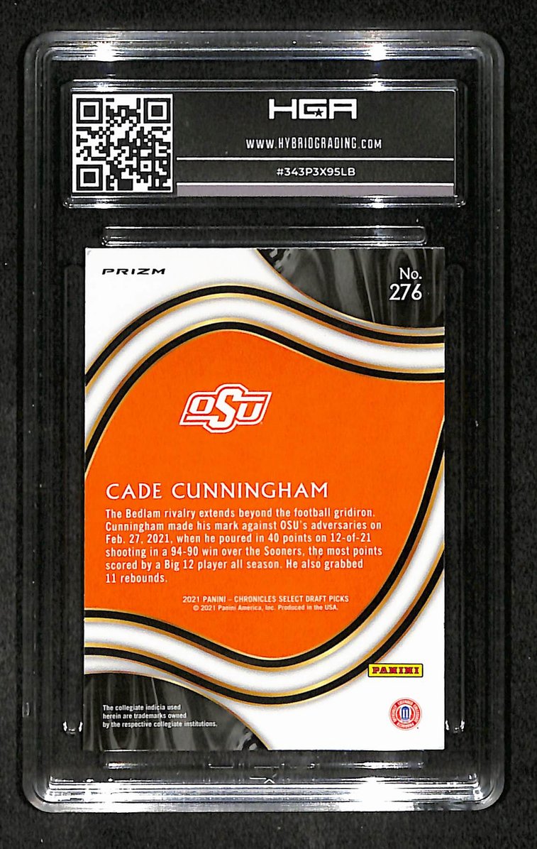 Cade Cunningham 21-22 Chronicles Draft Picks Select Silver Card 276 HGA 9.0 232