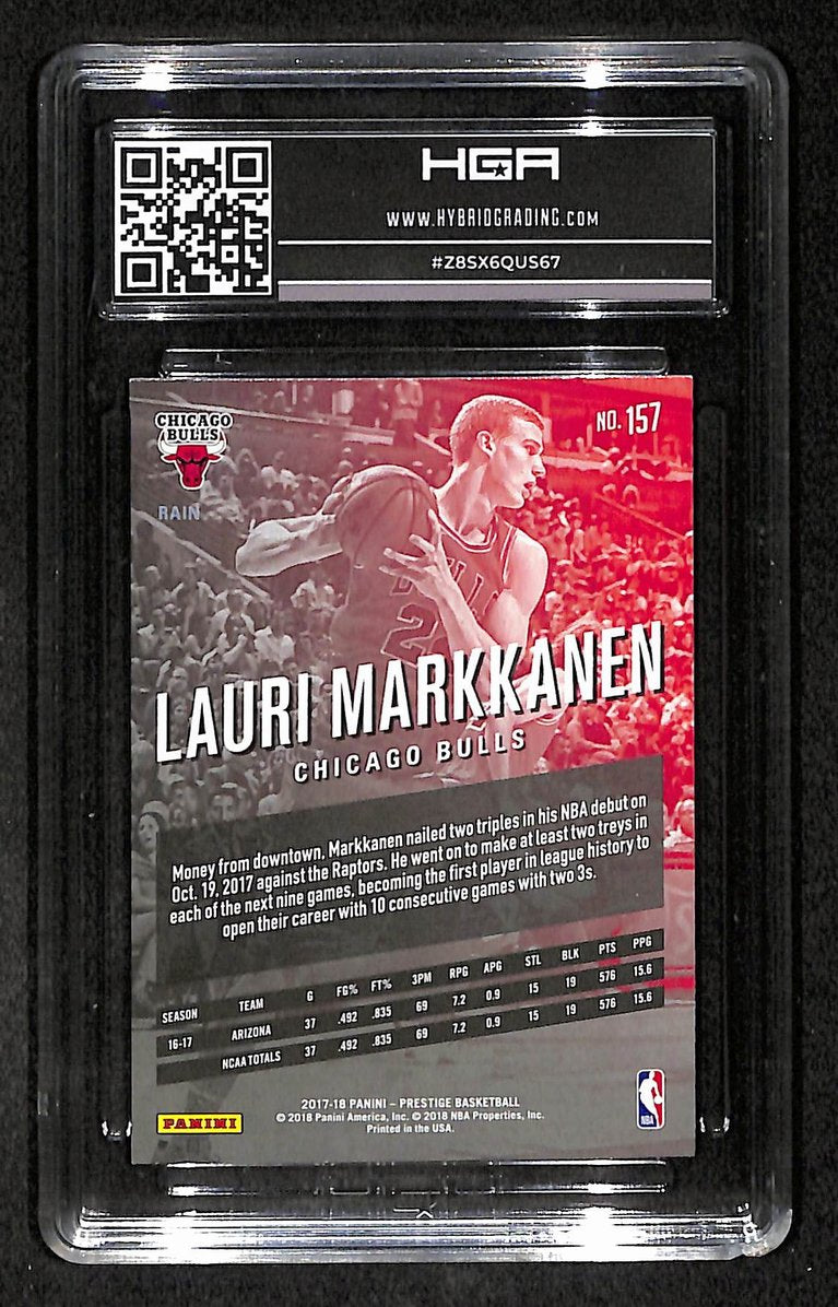 Lauri Markkanen 2017-18 Panini Prestige Rookies Rain Card #157 HGA 9.0 BA209236