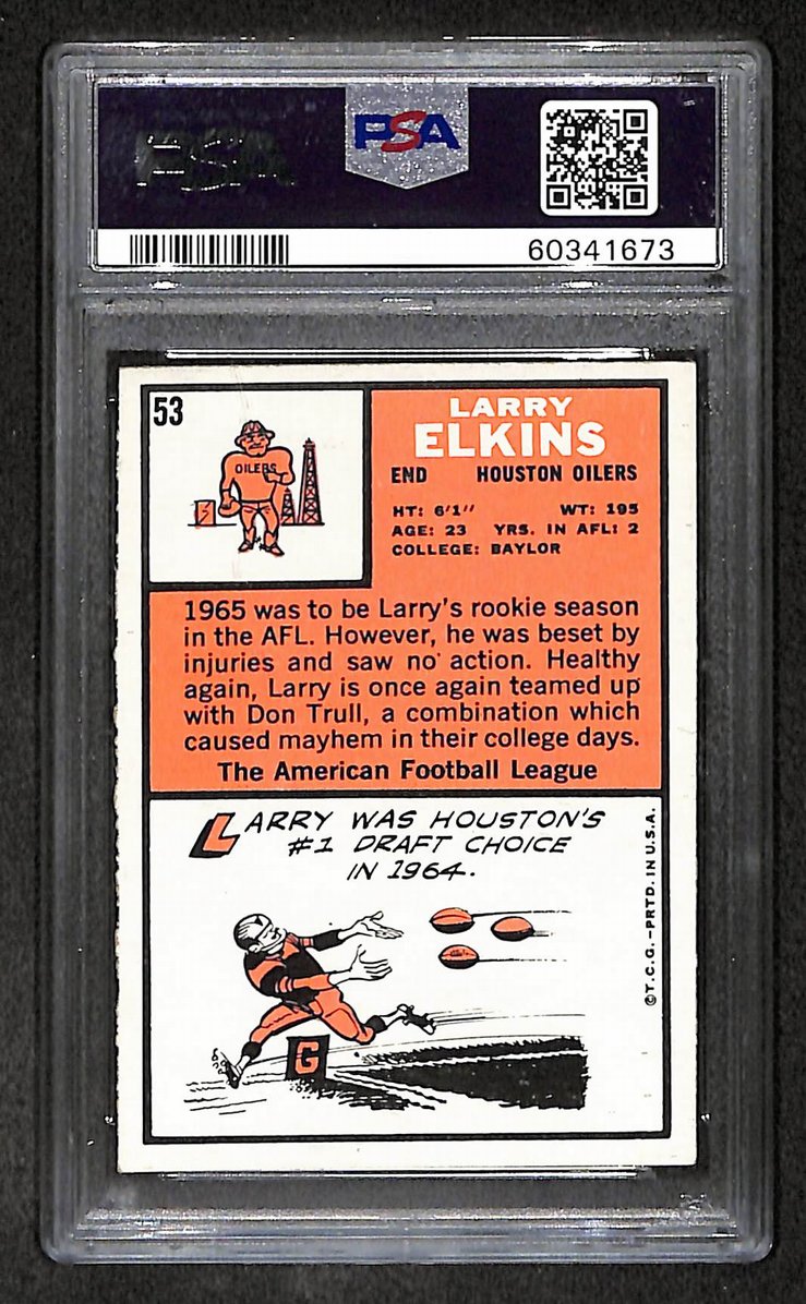 Larry Elkins 1966 Topps Card # 53 Oilers PSA 5 BA209244