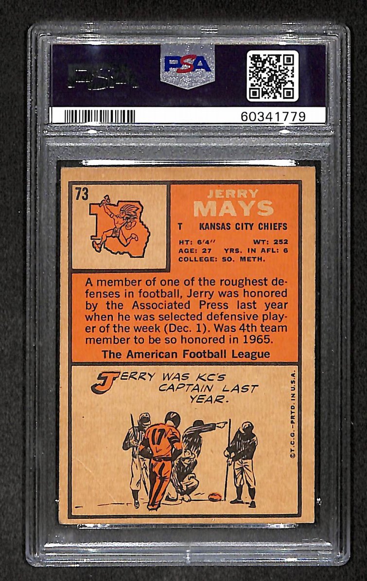 Jerry Mays 1966 Topps Card #73 Chiefs PSA 4 BA209252