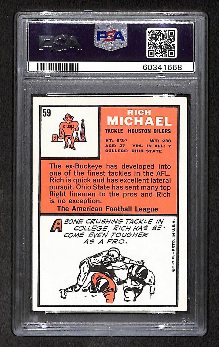 Rich Michael 1966 Topps Card #59 Oilers PSA 5 BA209261