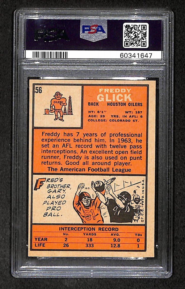 Freddy Glick 1966 Topps Card #56 Oilers PSA 5 BA209263