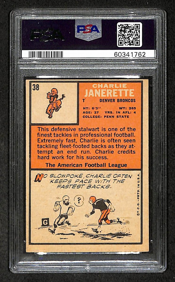 Charlie Janerette 1966 Topps Card #38 Broncos PSA 4 BA209270