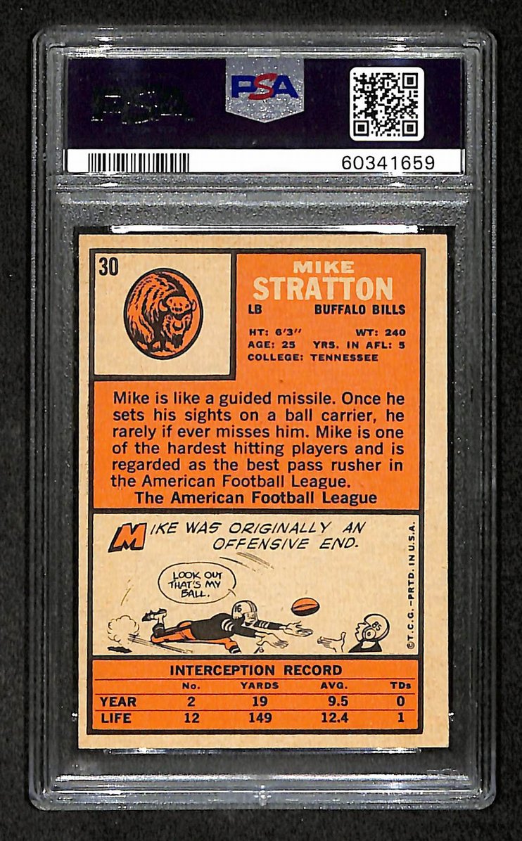 Mike Stratton 1966 Topps Card #30 Bills PSA 4 BA209272
