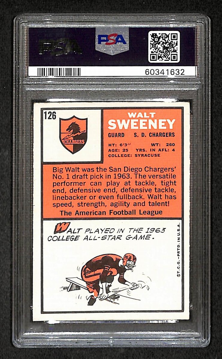 Walt Sweeney 1966 Topps Card #126 Chargers PSA 5 BA209276