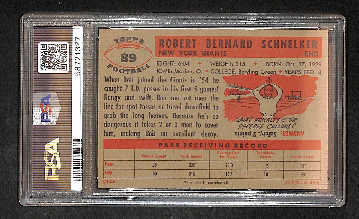 Bob Schnelker 1956 Topps Card #89 Giants PSA 5 BA209286