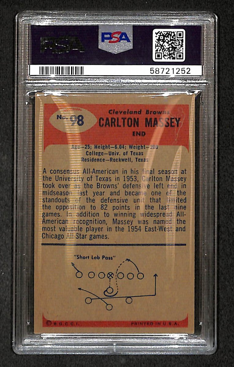 Carlton Massey 1955 Bowman Card #98 Browns PSA 3 BA209287