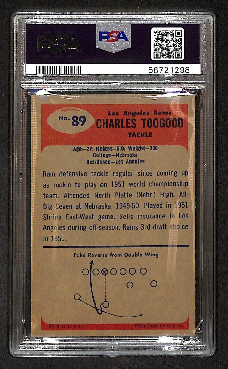 Charley Toogood 1955 Bowman Card #89 Rams PSA 4 BA209290