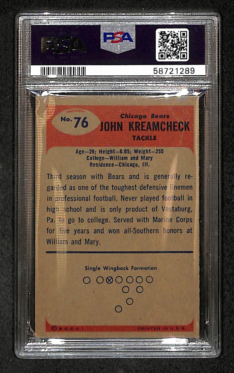John Kreamcheck 1955 Bowman Card #76 Bears PSA 5 BA209295