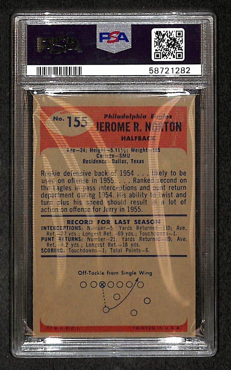 Jerry Norton 1955 Bowman Card #155 Eagles PSA 3 BA209299