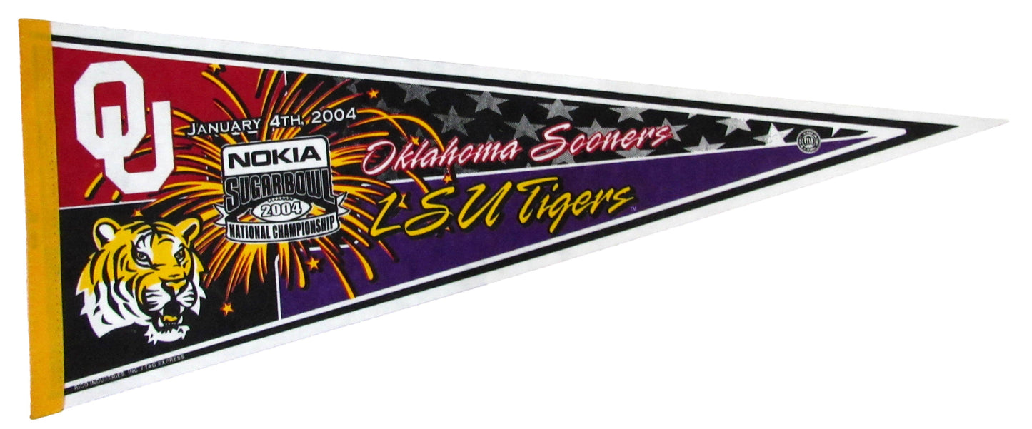 2004 Nokia Sugar Bowl Felt Pennant 12x30 Oklahoma Sooners vs. LSU Tigers 208190