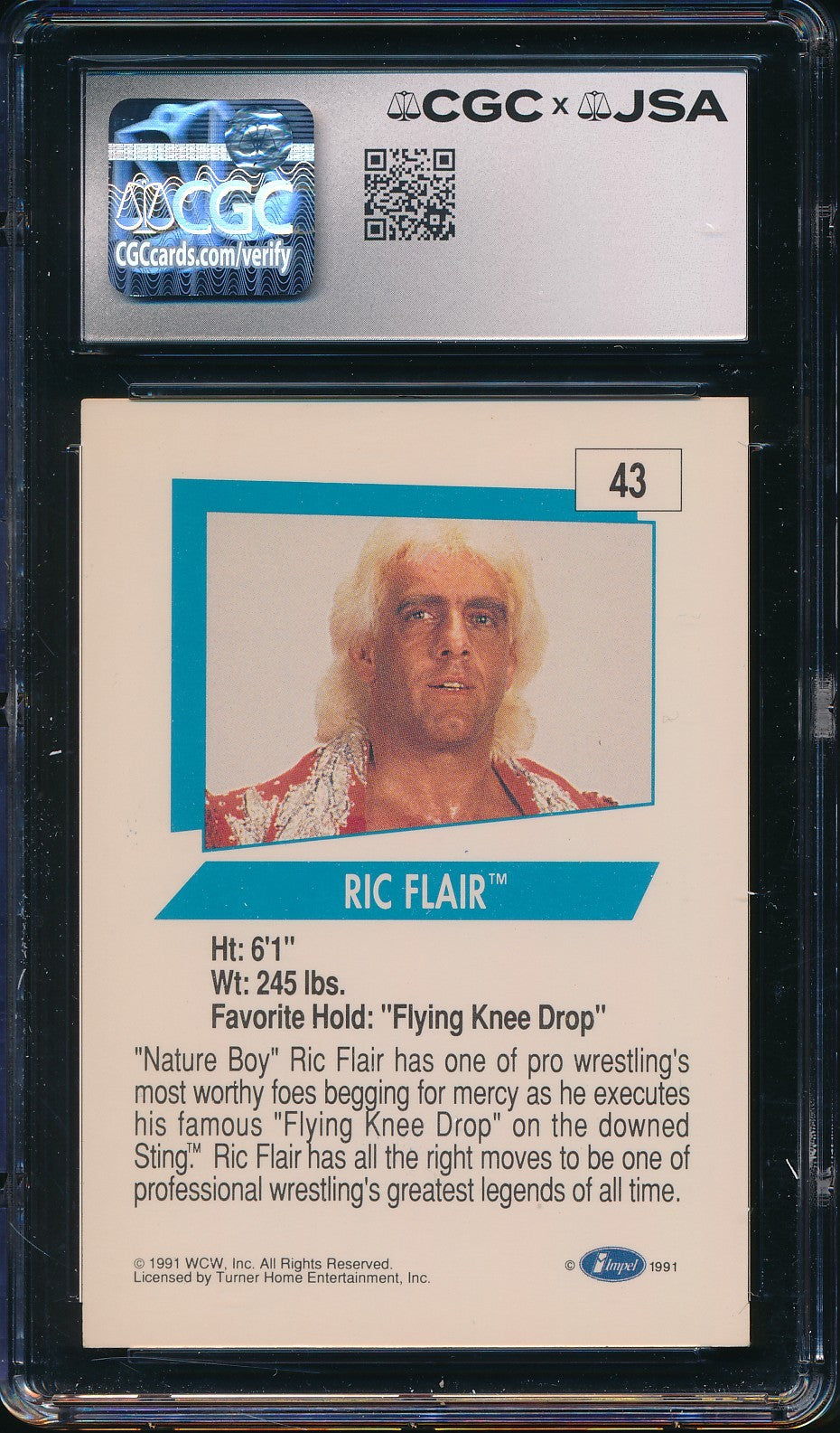 Ric Flair Signed/Auto 1991 Impel WCW Card #43 CGC/JSA Auto 9 199111