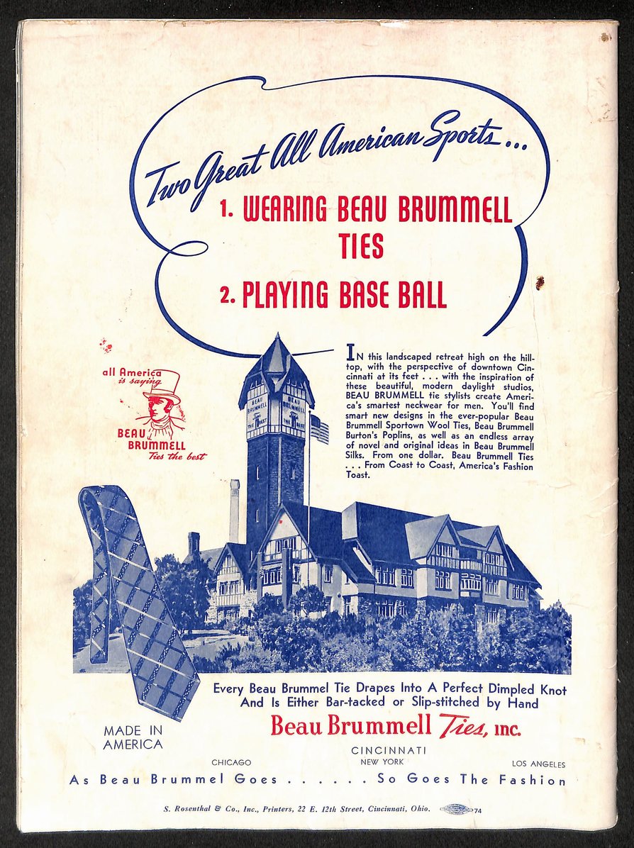 1940 World Series Program Cincinnati Reds vs. Detroit Tigers Unscored 210428