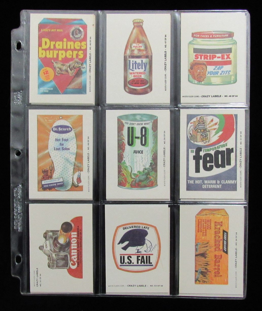 1979 FLEER Crazy Labels Stickers Wacky Packages Complete Set (64) 197525