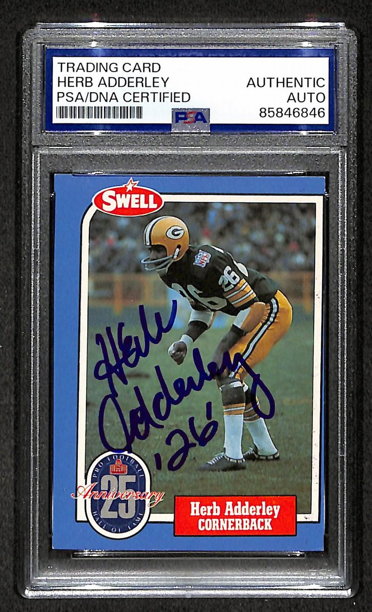 Herb Adderley HOF 1988 Swell Card Autographed/Signed Packers PSA/DNA 210588