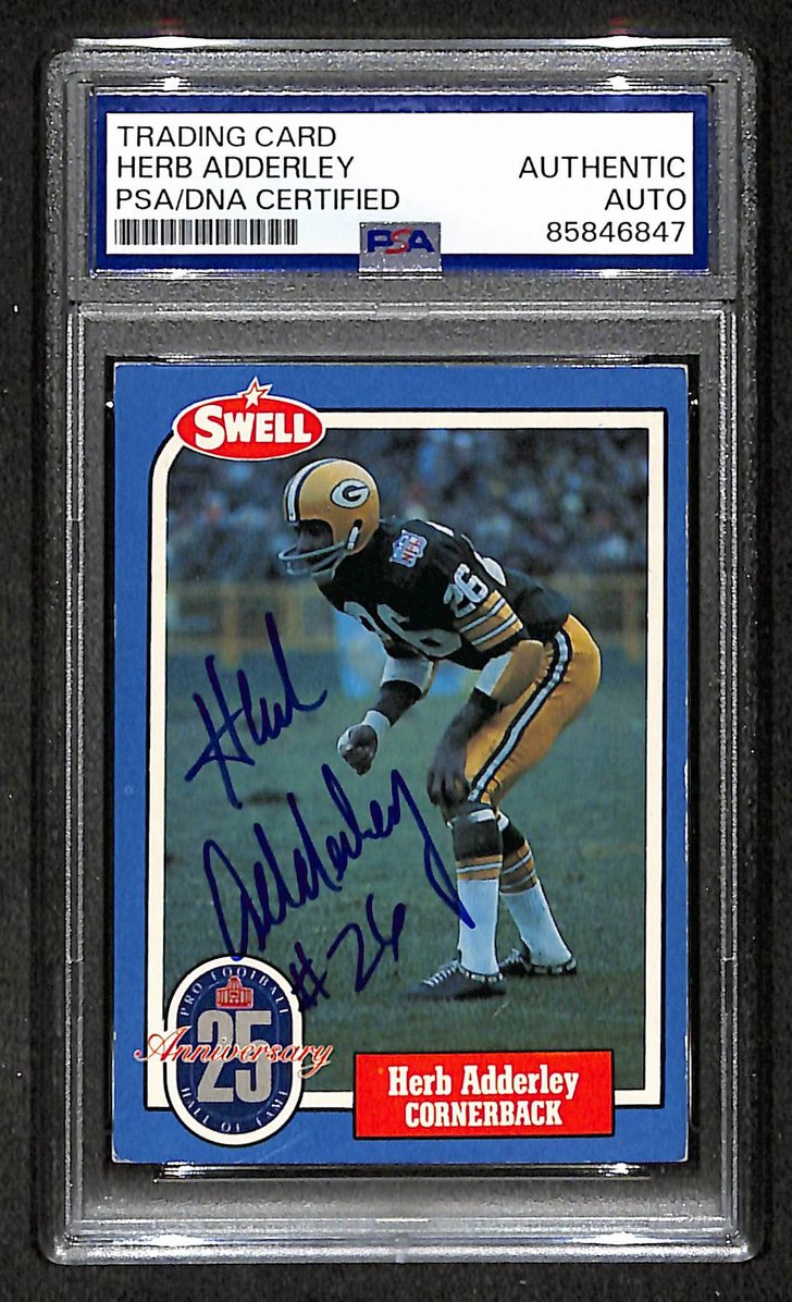 Herb Adderley HOF 1988 Swell Card Autographed/Signed Packers PSA/DNA 210589