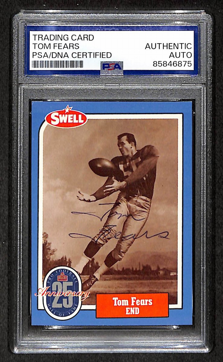 Tom Fears HOF 1988 Swell Card Autographed/Signed Rams PSA/DNA 210613